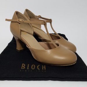 Block Split Flex Tan Leather Character Shoes 7B 2.5" heel